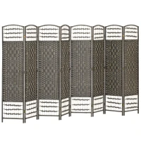 HOMCOM 8 Panel Folding Room Divider Portable Privacy Screen Wave Fiber Room Partition for Home Office Dark Gray(m-11)