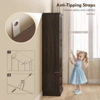 HOMCOM 72" LED Kitchen Pantry Cabinet, Buffet Storage Cabinet with 10 Door Shelves, 2 Drawers and Adjustable Shelves, Brown(m-9)