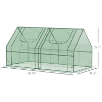 Outsunny 6' x 3' x 3' Portable Greenhouse, Garden Green House with 2 PE/Plastic Covers, Steel Frame and 2 Roll Up Windows, Green(m-3)