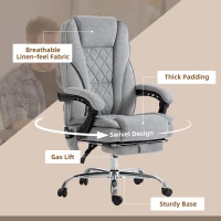 Vinsetto Massage Office Chair, Reclining Computer Chair with Adjustable Height and Footrest, Grey(m-7)