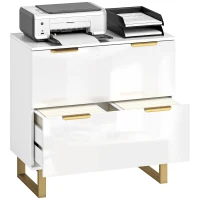 HOMCOM Lateral File Cabinet with 2 Drawers, Modern Filing Cabinet for Letter/A4/Legal Size Files, High Gloss White(m-11)