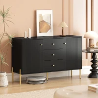 HOMCOM Buffet Cabinet, Modern Sideboard with 3 Soft-Close Drawers and 2 Adjustable Shelves for Living Room, Kitchen, Black(m-8)
