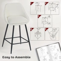 HOMCOM 26" Counter Height Barstools Set of 2, Upholstered Swivel Bar Stools with Backrests and Armrests, Cream White(m-7)