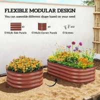 Outsunny 3.4' x 2' x 1' Galvanized Raised Garden Bed Kit, Metal Planter Box with Safety Edging, Brown(m-4)