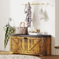 HOMCOM Shoe Storage Bench with Padded Seat, Entryway Bench Holds up to 352 lb, Shoe Organizer, 8 Pairs, Rustic Brown(m-9)