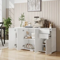 HOMCOM Kitchen Sideboard Storage Cabinet, Modern Coffee Bar Cabinet with Push-Open Design and 2 Drawers for Living Room, White(m-1)