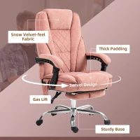 Vinsetto Massage Office Chair, Reclining Computer Chair with Adjustable Height and Footrest, Pink(m-7)