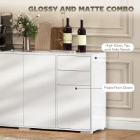 HOMCOM Kitchen Sideboard Storage Cabinet, Modern Coffee Bar Cabinet with Push-Open Design and 2 Drawers for Living Room, White(m-5)
