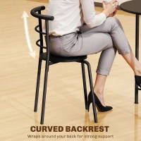 HOMCOM 5 Piece Dining Table Set, Space Saving Round Dining Set for 4 with Metal Frame for Small Spaces, Black Wood Grain(m-5)