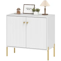 HOMCOM Sideboard, Modern Buffet Cabinet, Coffee Bar Cabinet with Fluted Doors and Adjustable Shelf, White(m-2)