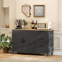 HOMCOM Buffet Cabinet with Soft-Close Doors, Modern Sideboard with 3 Drawers for Living Room, Kitchen, Dining Room, Black(m-8)