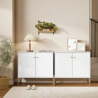 HOMCOM Sideboard, Modern Buffet Cabinet, Coffee Bar Cabinet with Fluted Doors and Adjustable Shelf, White(m-9)
