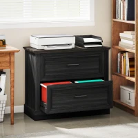 HOMCOM Lateral Filing Cabinet, Farmhouse File Cabinet with 2 Silent Drawers for Letter/A4/Legal Size Files, Black(m-8)