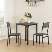 HOMCOM Dining Table Set for 2, 3 Piece Kitchen Table and Chairs with Metal Legs for Small Spaces, Grey Wood Effect