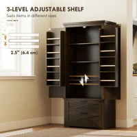 HOMCOM Farmhouse Kitchen Pantry Storage Cabinet, 64" Freestanding Kitchen Pantry Cabinet with Drawers, Distressed Dark Brown(m-6)