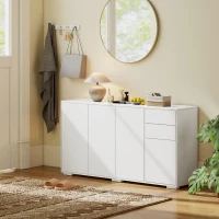 HOMCOM Kitchen Sideboard Storage Cabinet, Modern Coffee Bar Cabinet with Push-Open Design and 2 Drawers for Living Room, White(m-10)