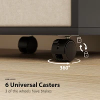 HOMCOM Rolling Sewing Machine Table with Power Outlet, Folding Craft Table with 2 Fabric Drawers, 2 Bins and 18 Pegs, Black(m-9)