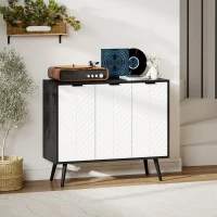 HOMCOM Modern Sideboard and Buffet, Dining Room Cabinet with Adjustable Shelves and 3 Doors, Black(m-9)