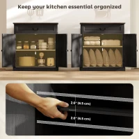 HOMCOM Buffet Cabinet, 32" Farmhouse Sideboard with Thick Top, Quiet Drawer and Adjustable Shelf, Black Wood Grain(m-4)