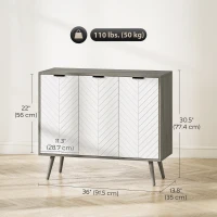 HOMCOM Modern Sideboard and Buffet, Dining Room Cabinet with Adjustable Shelves and 3 Doors, Grey(m-3)