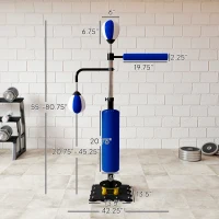Soozier 4.6'-6.7' Speed Bag Boxing Bag Stand, Reflex Bag Boxing Training Equipment, Speed Punching Bag, Blue(m-3)