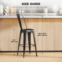 HOMCOM 24" Set of 4 Bar Stools Kitchen Industrial Breakfast Bistro Cafe Metal Frame Black(m-7)