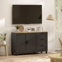 HOMCOM Buffet Cabinet with Soft-Close Doors, Modern Sideboard with 3 Drawers for Living Room, Kitchen, Dining Room, Black(m-9)