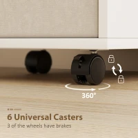 HOMCOM Rolling Sewing Machine Table with Power Outlet, Folding Craft Table with 2 Fabric Drawers, 2 Bins and 18 Pegs, White(m-9)