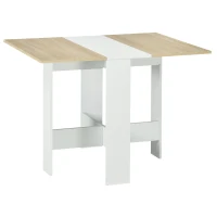HOMCOM Drop Leaf Dining Table Wood Folding Table Multi-Use Side Table Dining Desk Space Saving Table, White/Oak(m-11)