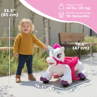 Qaba 12V Unicorn Ride on Toy, Battery Powered Kids Electric Ride on Horse with Carrot Toy, Comb, Animal Sounds(m-3)
