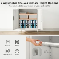 HOMCOM Office Storage Cabinet with Lock, Filing Cabinet with Adjustable Shelves and Doors for Home Office, Garage, White(m-4)