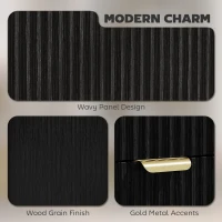 HOMCOM 2 Drawer File Cabinet with Silent Slides, Vertical Modern Filing Cabinet Fits Letter/A4 Size Home Office, Black(m-4)