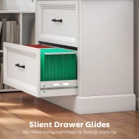 HOMCOM Lateral Filing Cabinet, Farmhouse File Cabinet with 2 Silent Drawers for Letter/A4/Legal Size Files, White(m-6)