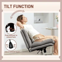 HOMCOM Armless Office Chair, Criss Cross Chair with Adjustable Height & Tilt Function for Home Office, Study, Grey(m-6)