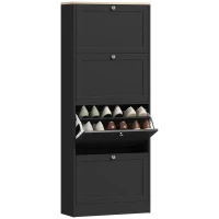 HOMCOM Modern Shoe Storage Cabinet with 4 Flip Drawers and Adjustable Shelves, Shoe Cabinet for 18-24 Pairs of Shoes, Black(m-11)