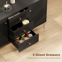 HOMCOM Buffet Cabinet, Modern Sideboard with 3 Soft-Close Drawers and 2 Adjustable Shelves for Living Room, Kitchen, Black(m-4)