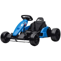 Qaba 24V Electric Go Kart with Dual 150W Motors, Adjustable Seat & 11.2MPH High Speed, Slow Start, 5-Point Harness, Blue(m-2)