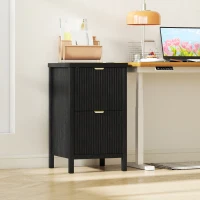 HOMCOM 2 Drawer File Cabinet with Silent Slides, Vertical Modern Filing Cabinet Fits Letter/A4 Size Home Office, Black(m-9)