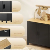 HOMCOM Buffet Cabinet with Soft-Close Doors, Modern Sideboard with 3 Drawers for Living Room, Kitchen, Dining Room, Black(m-7)