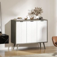 HOMCOM Modern Sideboard and Buffet, Dining Room Cabinet with Adjustable Shelves and 3 Doors, Grey(m-8)