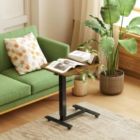 HOMCOM Pneumatic Standing Desk Adjustable Height, Mobile Stand Up Desk with Wheels, 43 Inch Rolling Table, Rustic Brown(m-9)