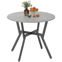 HOMCOM 35" Round Dining Table, Modern Dining Room Table with Steel Frame, Space Saving Small Kitchen Table, Grey(m-11)