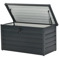 Outsunny Large Deck Box, Outdoor Storage Container with Lock for Pool Toys, Garden Tools, Furniture and Sports Equipment, Grey(m-11)