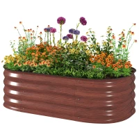 Outsunny 3.4' x 2' x 1' Galvanized Raised Garden Bed Kit, Metal Planter Box with Safety Edging, Brown(m-1)