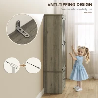 HOMCOM Farmhouse Kitchen Pantry Storage Cabinet, 64" Freestanding Kitchen Pantry Cabinet with Drawers, Distressed Grey(m-7)