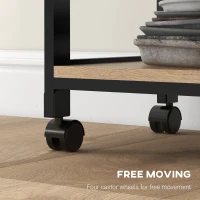 HOMCOM Kitchen Island Rolling Trolley Utility Serving Cart with Drawer Black(m-6)