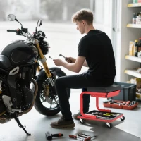 HOMCOM Rolling Garage Stool, 300 LBS Capacity Mechanic Stool with, Tool Trays Storage, Drawer, Black(m-10)