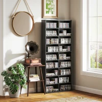 HOMCOM 9-Tier DVD Shelf with 18 Compartments and 14 Adjustable Shelves, Holds 640 CDs, 360 DVDs or 430 Blu-rays, Black(m-10)