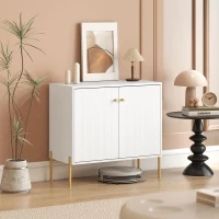 HOMCOM Sideboard, Modern Buffet Cabinet, Coffee Bar Cabinet with Fluted Doors and Adjustable Shelf, White(m-8)