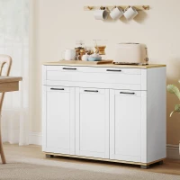 HOMCOM Sideboard Buffet Cabinet, Modern 40" Coffee Bar Cabinet with Wide Drawer, 3 Doors and 2 Adjustable Shelves, White(m-1)